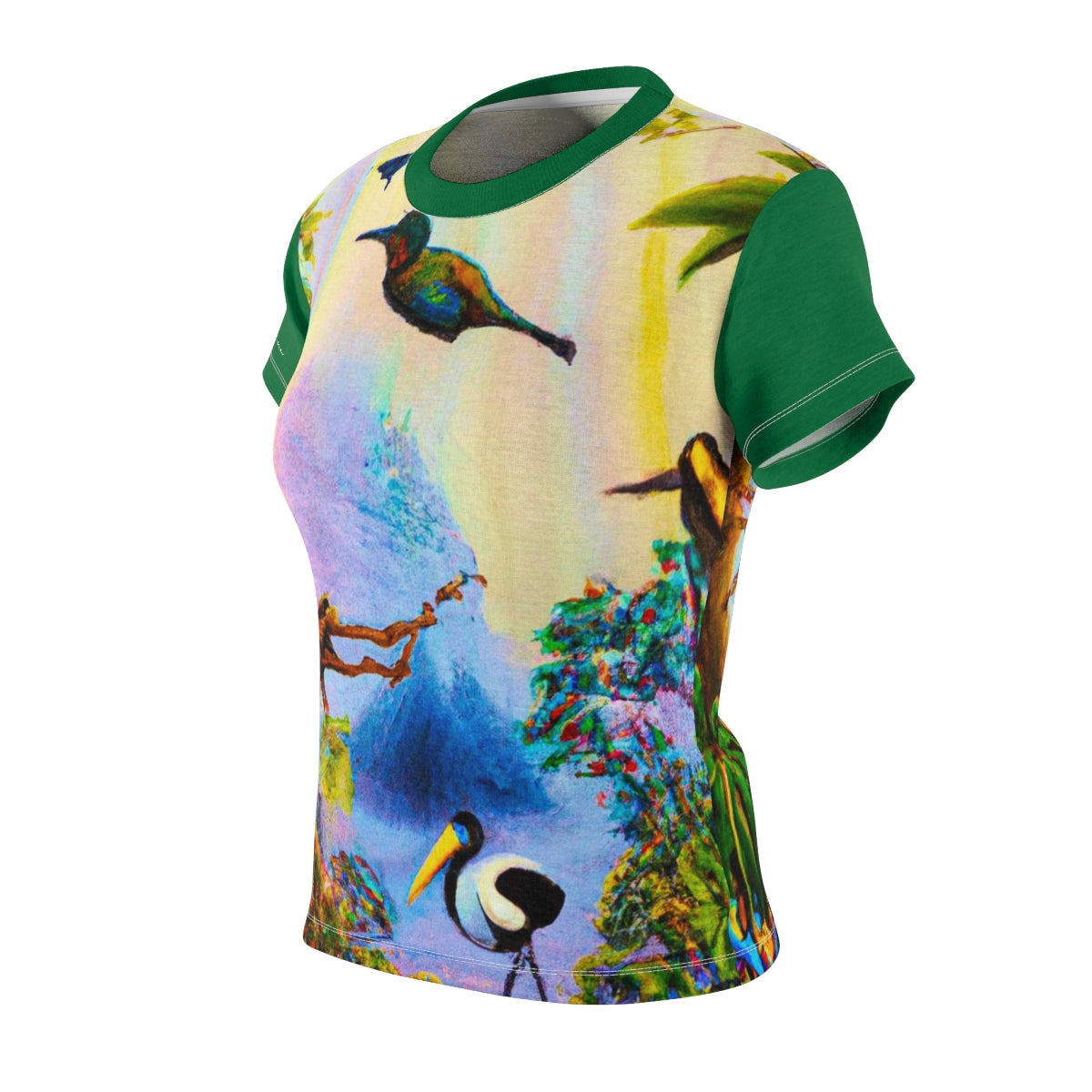 T-Shirt, Green Tropical Bird Paradise