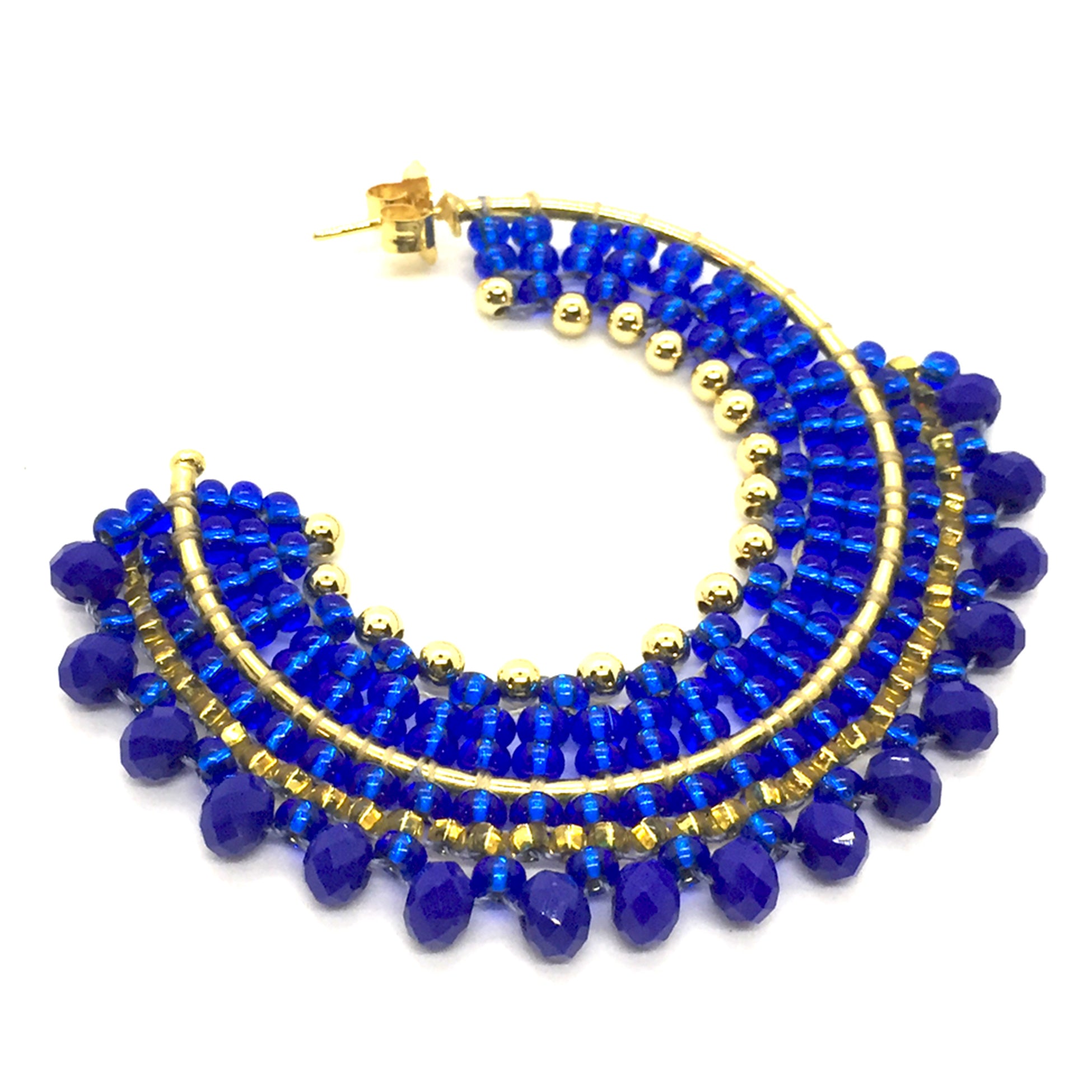 Nando Medina Earrings: Metallic Blue Rondelle - Libia Collection
