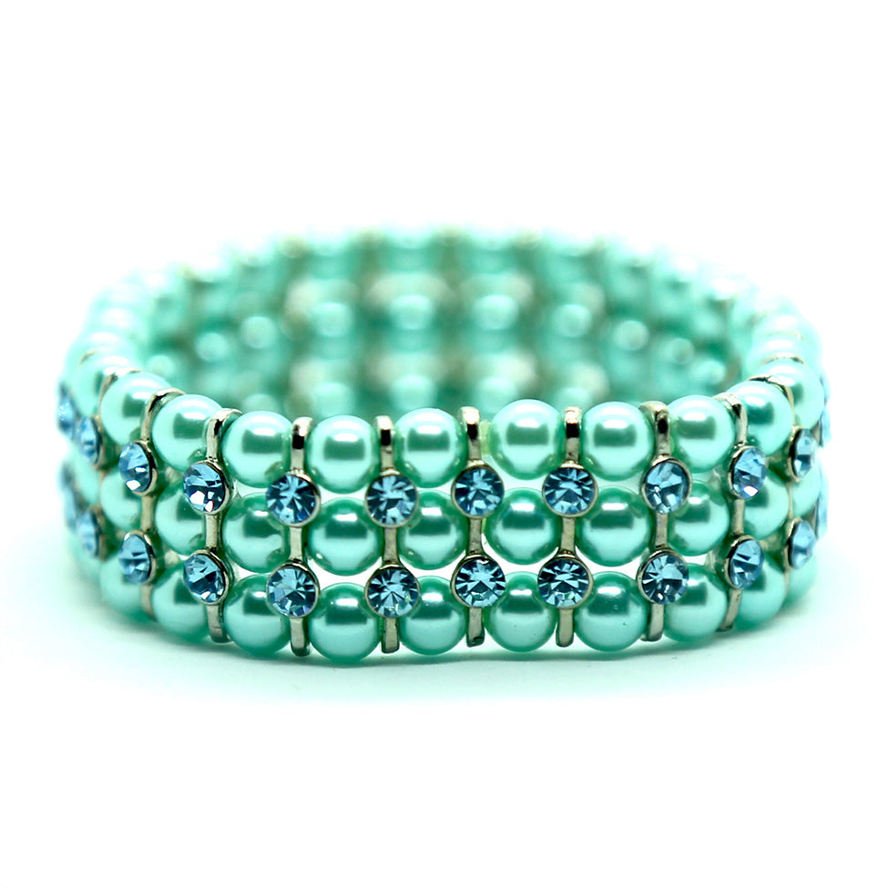 Helios: Turquoise Pearls and Crystals Bracelet. Fashion Jewelry by Nando Medina