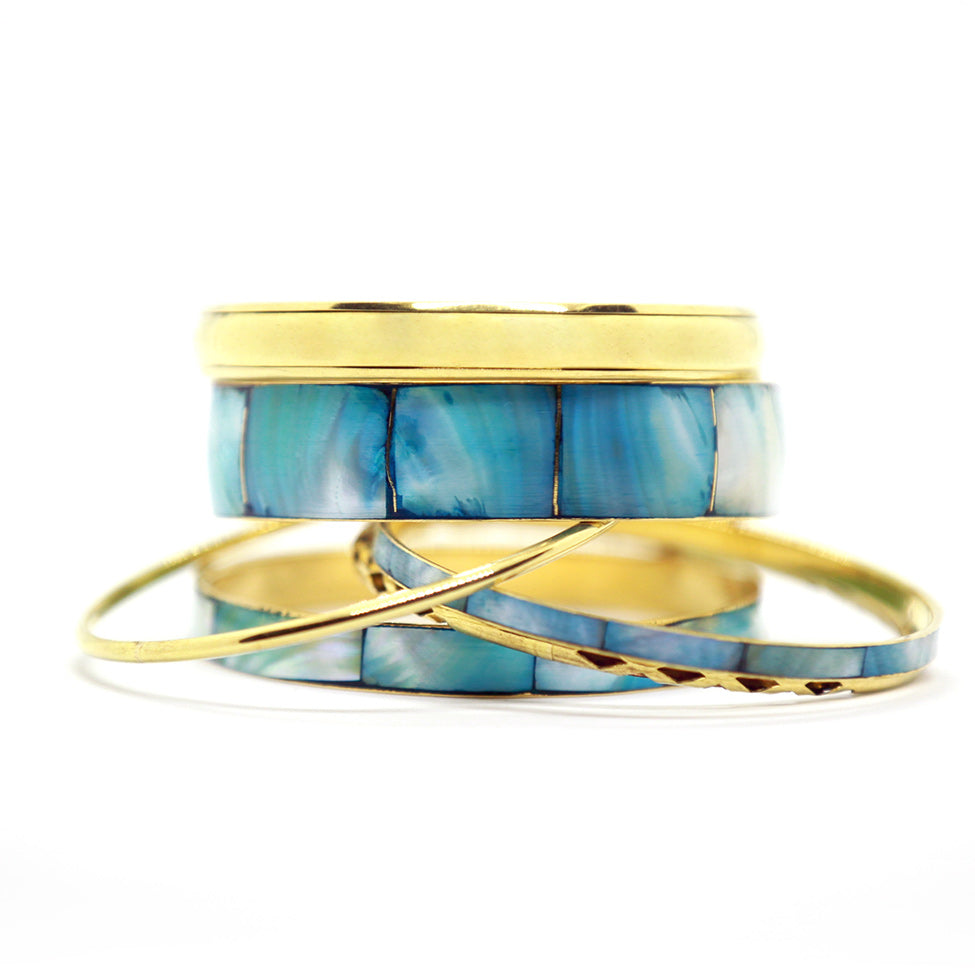 Iris: Greek Turquoise and Gold Bangle Bracelet. Fashion Jewelry by Nando Medina