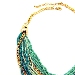 Seducción: Classic Turquoise Cascading Glass-bead Necklace. Fashion Jewelry by Nando Medina