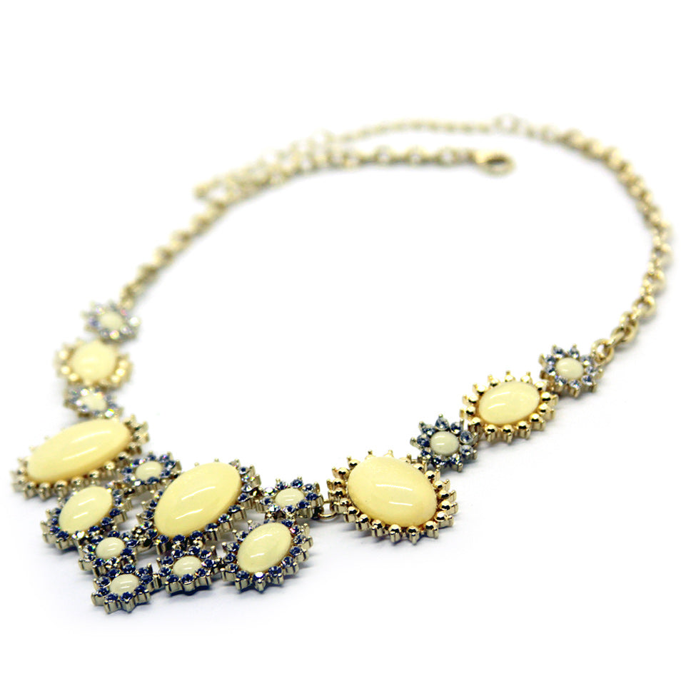 Šumivé: Encrusted Milky Stone Statement Necklace. Fashion Jewelry by Nando Medina