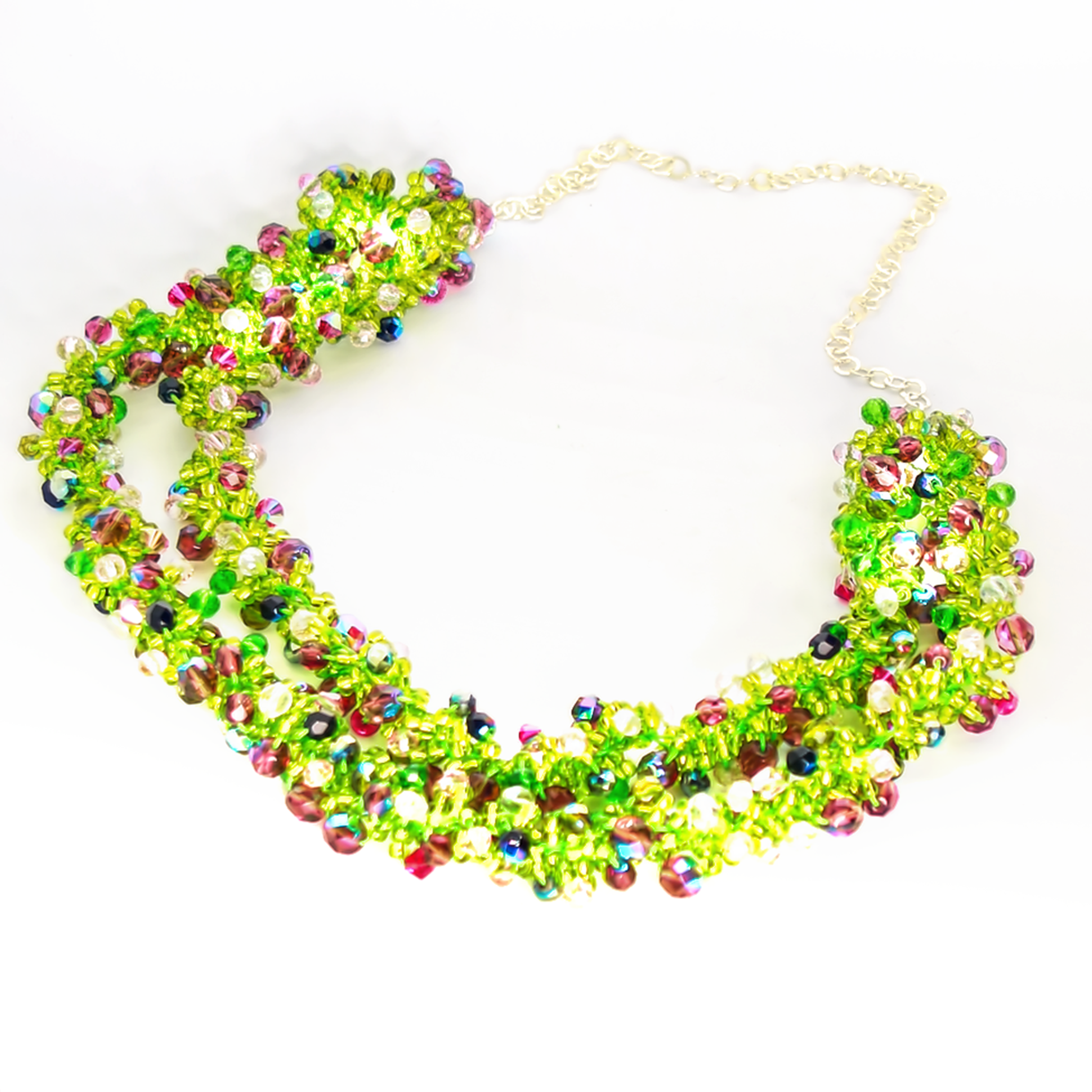 Seduction: Green Crystal Cascade Necklace