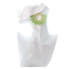 Nando Medina, Lime Green Monstrance Earrings. Fashion Jewelry Design