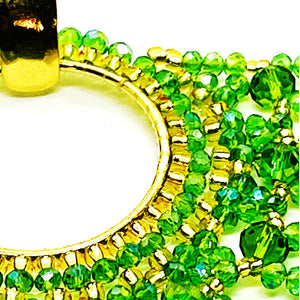 Nando Medina, Lime Green Monstrance Earrings. Fashion Jewelry Design