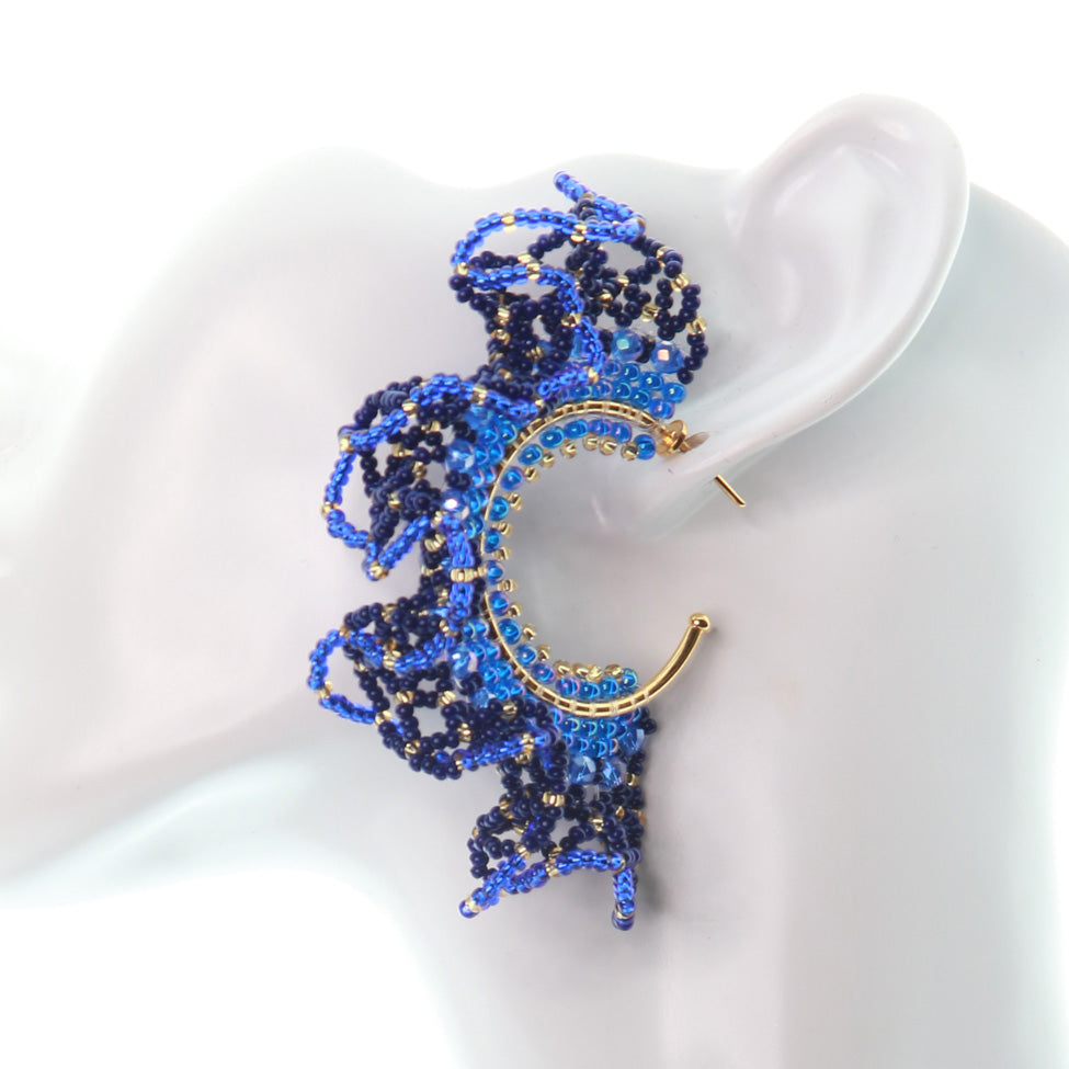 Nando Medina, Curly Blue Crest Earrings. Fashion Jewelry Design