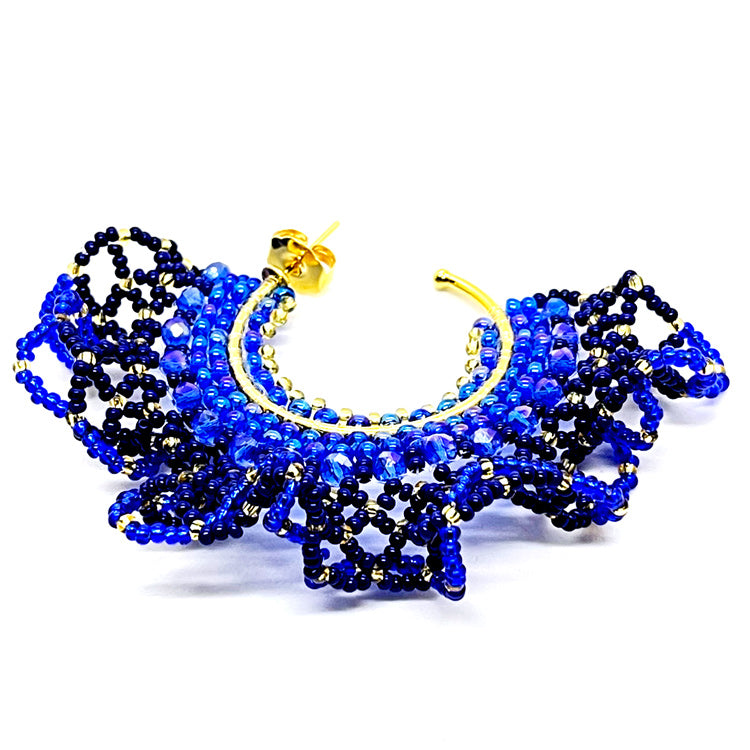 Nando Medina, Curly Blue Crest Earrings. Fashion Jewelry Design