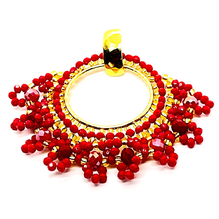 Nando Medina, Matte Red Monstrance Earrings. Fashion Jewelry Design
