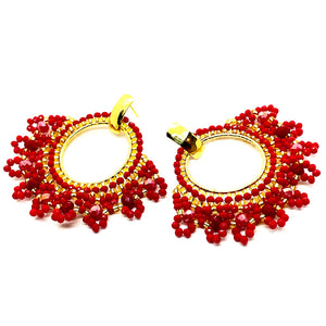 Nando Medina, Matte Red Monstrance Earrings. Fashion Jewelry Design