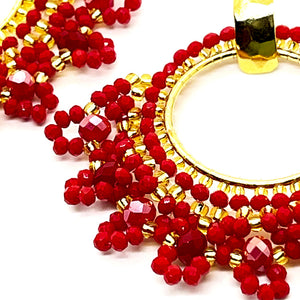 Nando Medina, Matte Red Monstrance Earrings. Fashion Jewelry Design