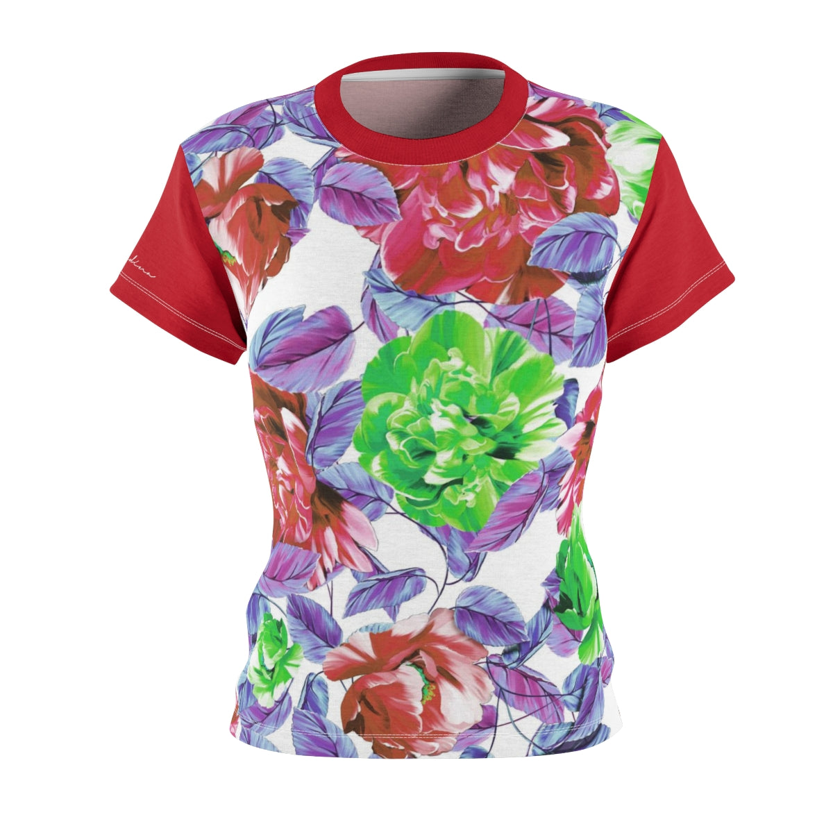 T-Shirt, Red-Green Floral Look