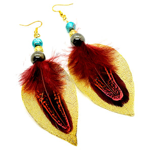 Nando Medina, Gaitana Feather Leaf Earrings. Fashion Jewelry Design
