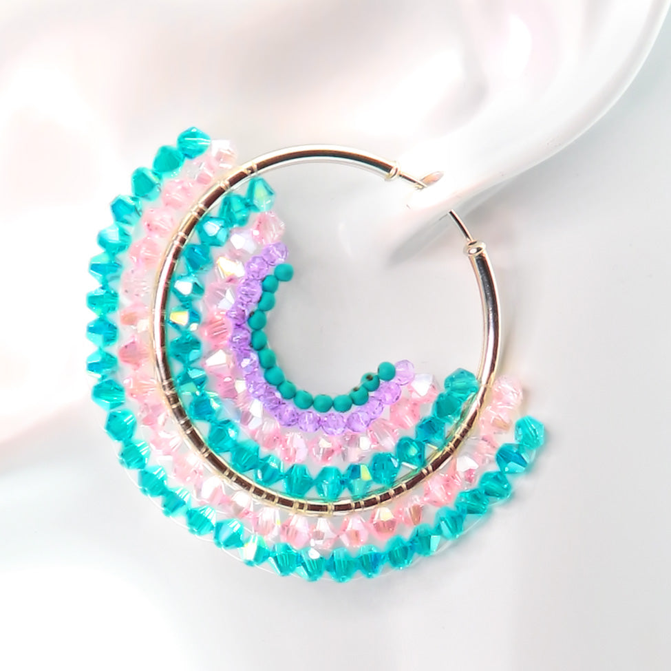 Nando Medina, Turquoise crystal earrings. Fashion Jewelry Design