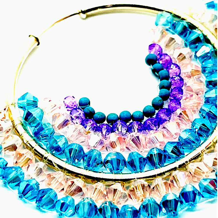 Nando Medina, Turquoise crystal earrings. Fashion Jewelry Design