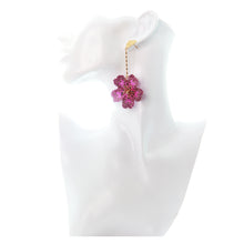 Nando Medina Earrings: Fuchsia Miyuki and Delica Seed Beads Flower - Libia Collection