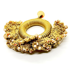 Nando Medina Earrings: Beige Cockscomb Crochet - Libia Collection
