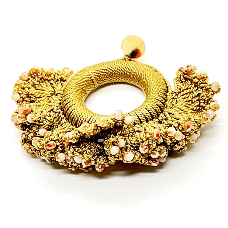 Nando Medina Earrings: Beige Cockscomb Crochet - Libia Collection