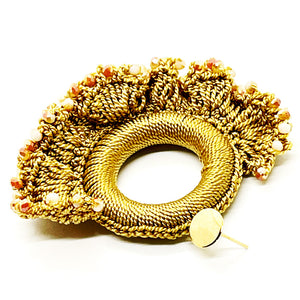 Nando Medina Earrings: Beige Cockscomb Crochet - Libia Collection