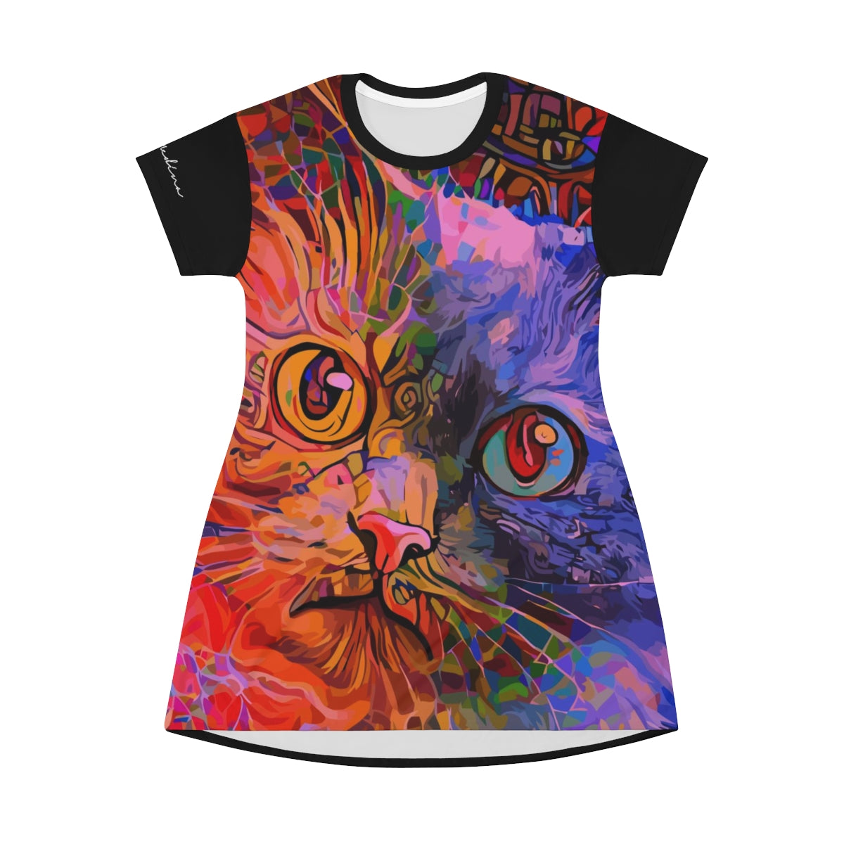 Shirtdress, Black Dreamy Kitty