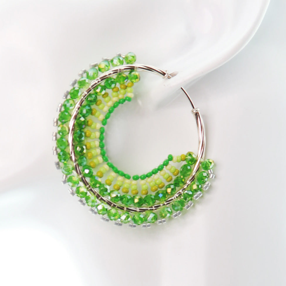 Nando Medina Earrings: Emerald Green Rondelle - Libia Collection