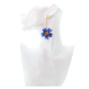 Nando Medina Earrings: Blue Miyuki Delica Flower - Libia Collection