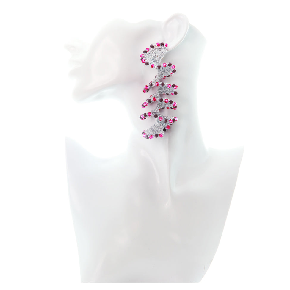 Nando Medina, Grey Spiral Crochet Earrings. Fashion Jewelry Design