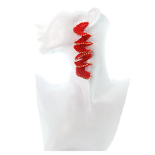 Nando Medina, Red Spiral Crochet Earrings. Fashion Jewelry Design