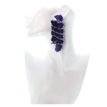 Nando Medina, Dark Purple Spiral Crochet Earrings. Fashion Jewelry Design
