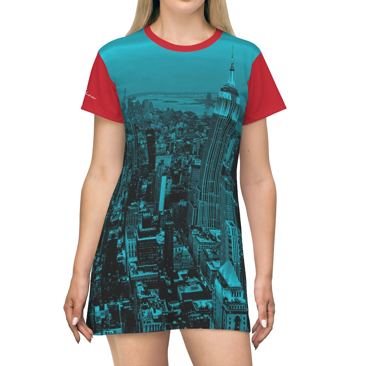 Shirtdress, Red-Turquoise NYC View