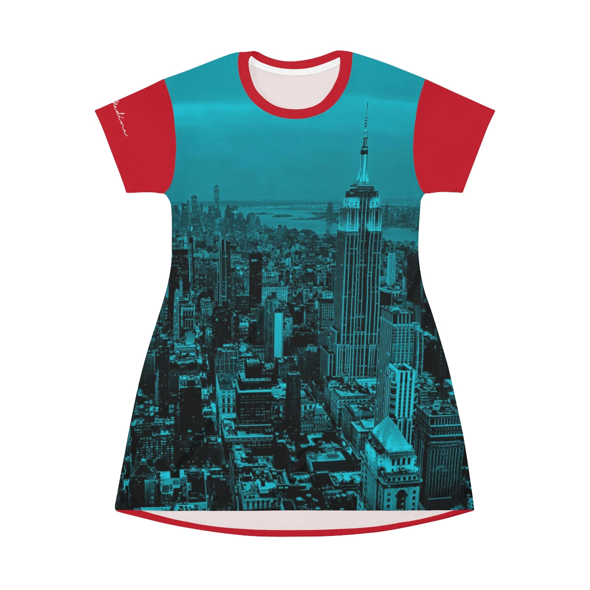 Shirtdress, Red-Turquoise NYC View