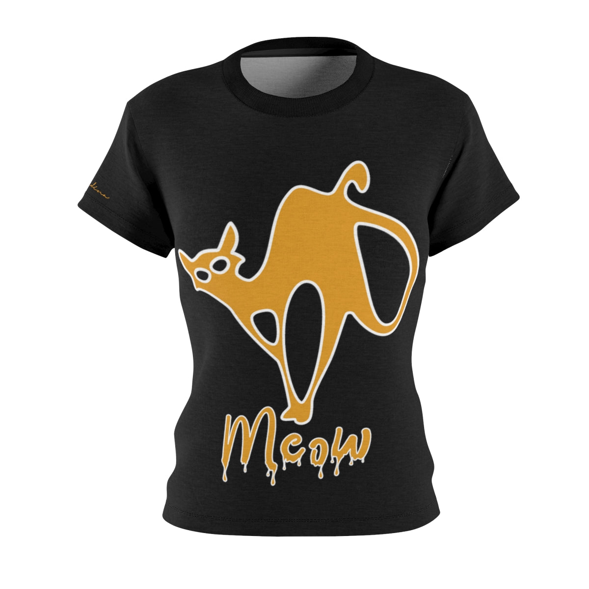 T-Shirt, Black Meow Cat Motive
