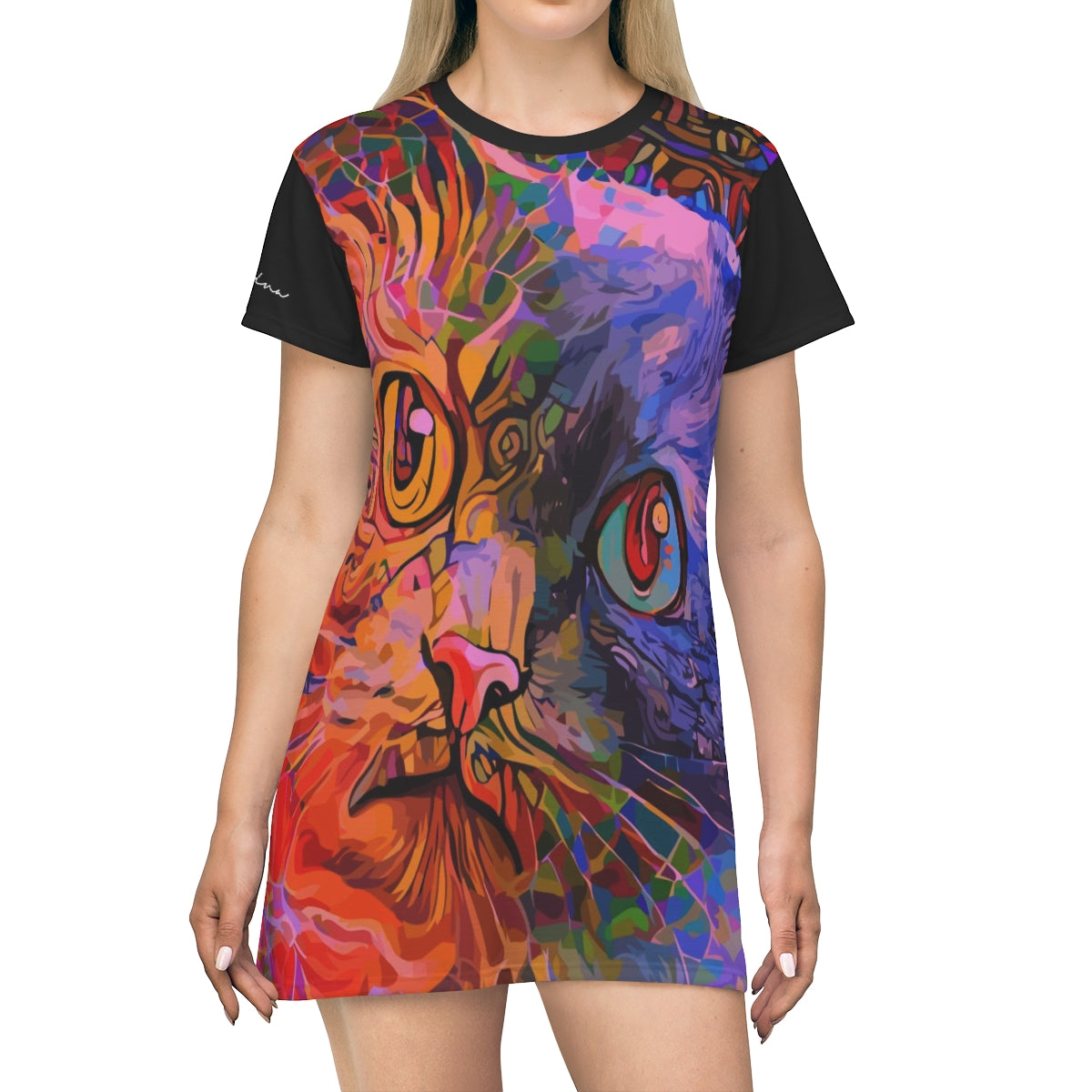 Shirtdress, Black Dreamy Kitty