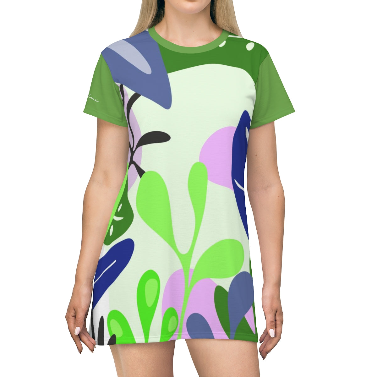 Shirtdress, Green Foliage Motive