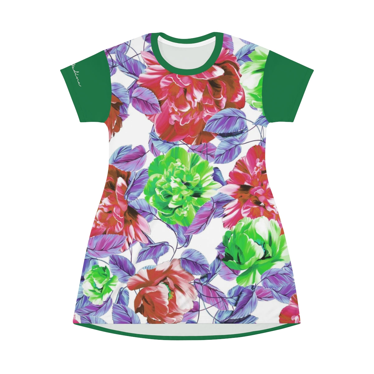 Shirtdress, Green Floral Motive