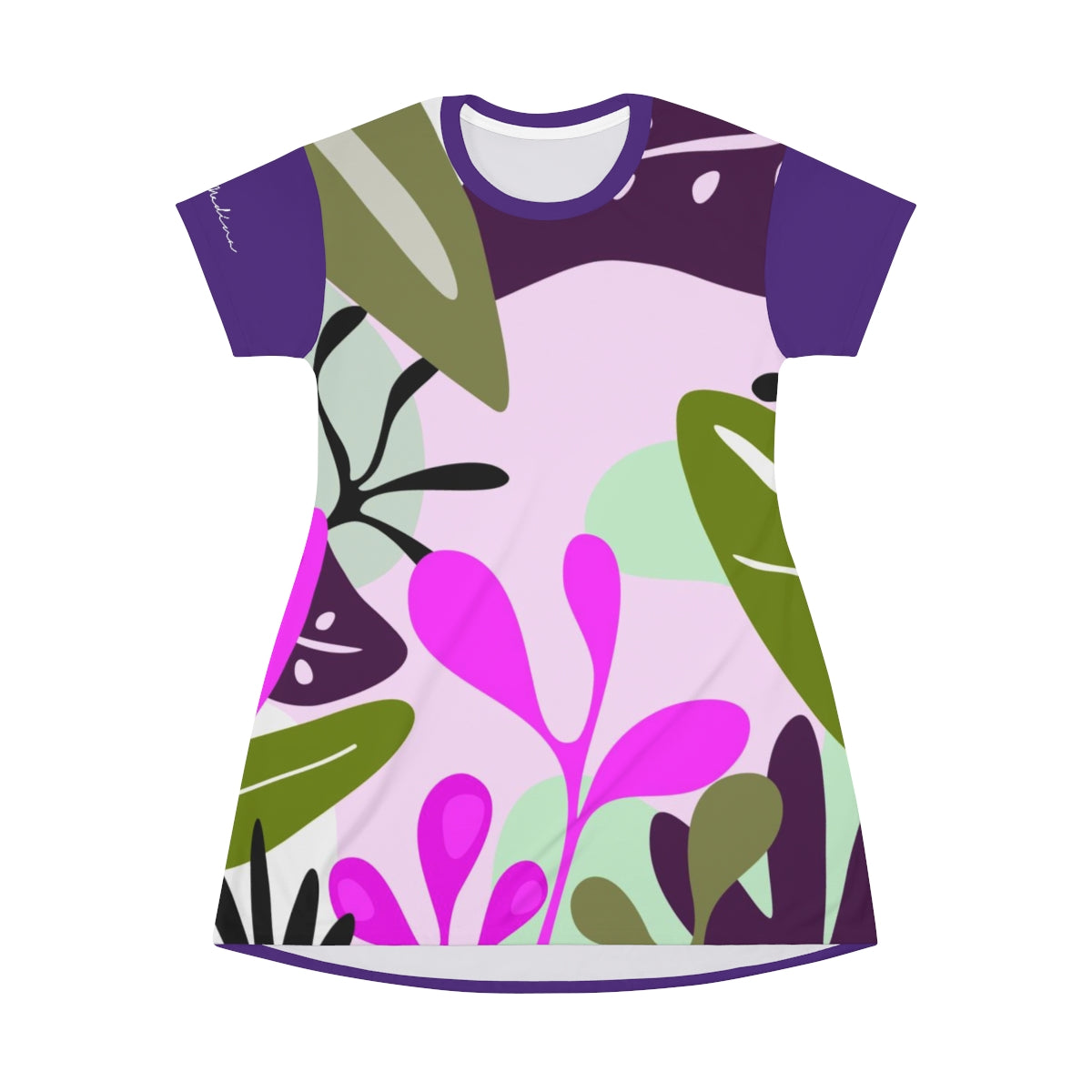 Shirtdress, Purple Foliage Motive