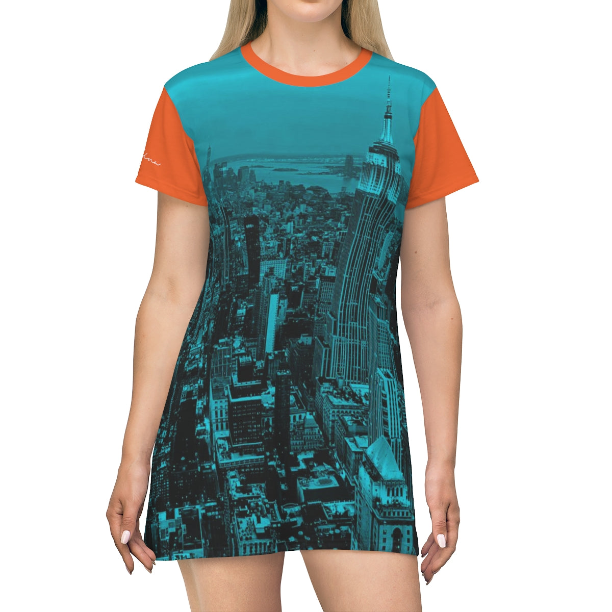 Shirtdress, Orange-Turquoise NYC View