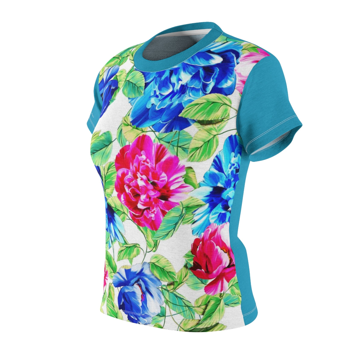 T-Shirt, Turquoise Floral Look