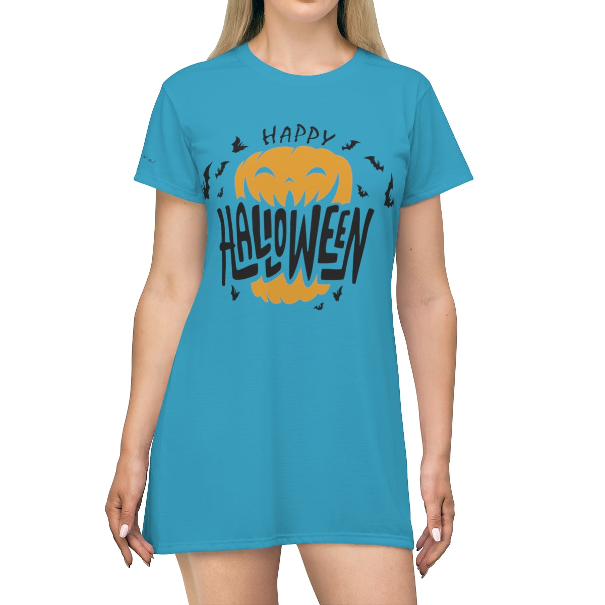 Shirtdress, Turquoise Happy Halloween