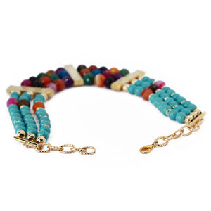 Multicolor Faceted Agate Beads and the Turquoise Marble Greek Beads, by Nando Medina
