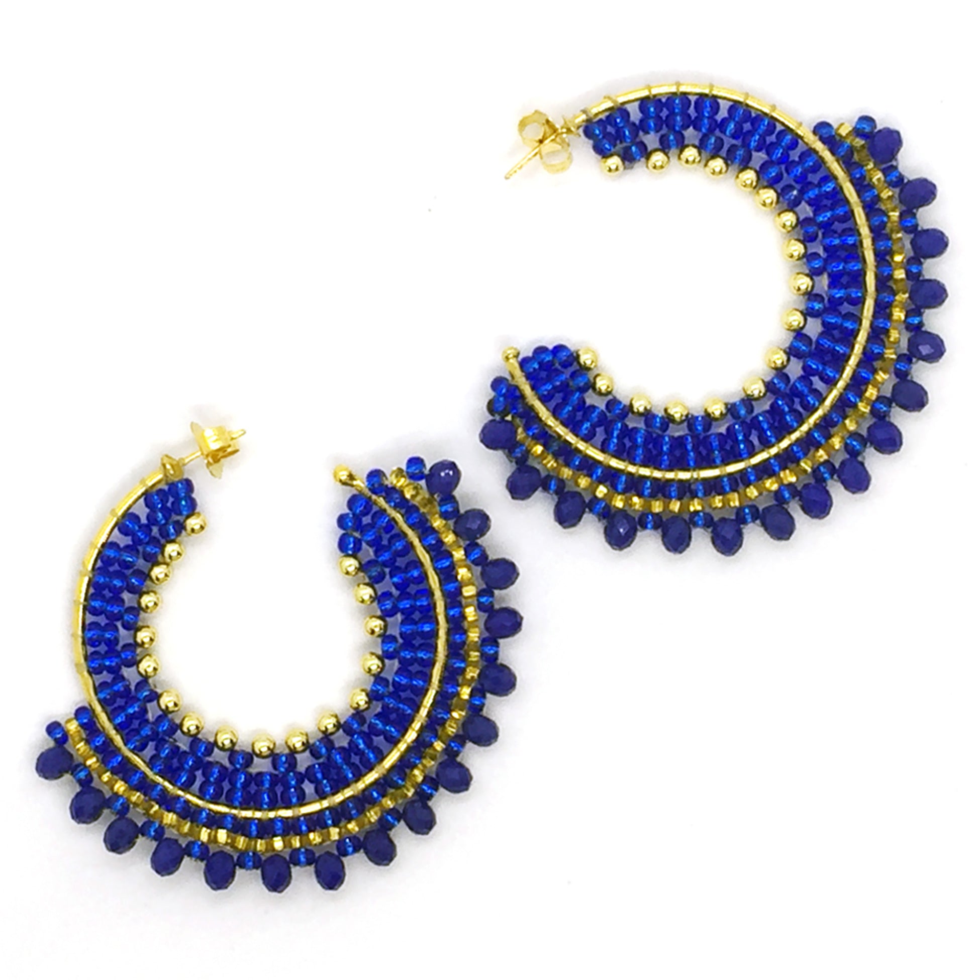 Nando Medina Earrings: Metallic Blue Rondelle - Libia Collection