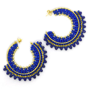 Nando Medina Earrings: Metallic Blue Rondelle - Libia Collection