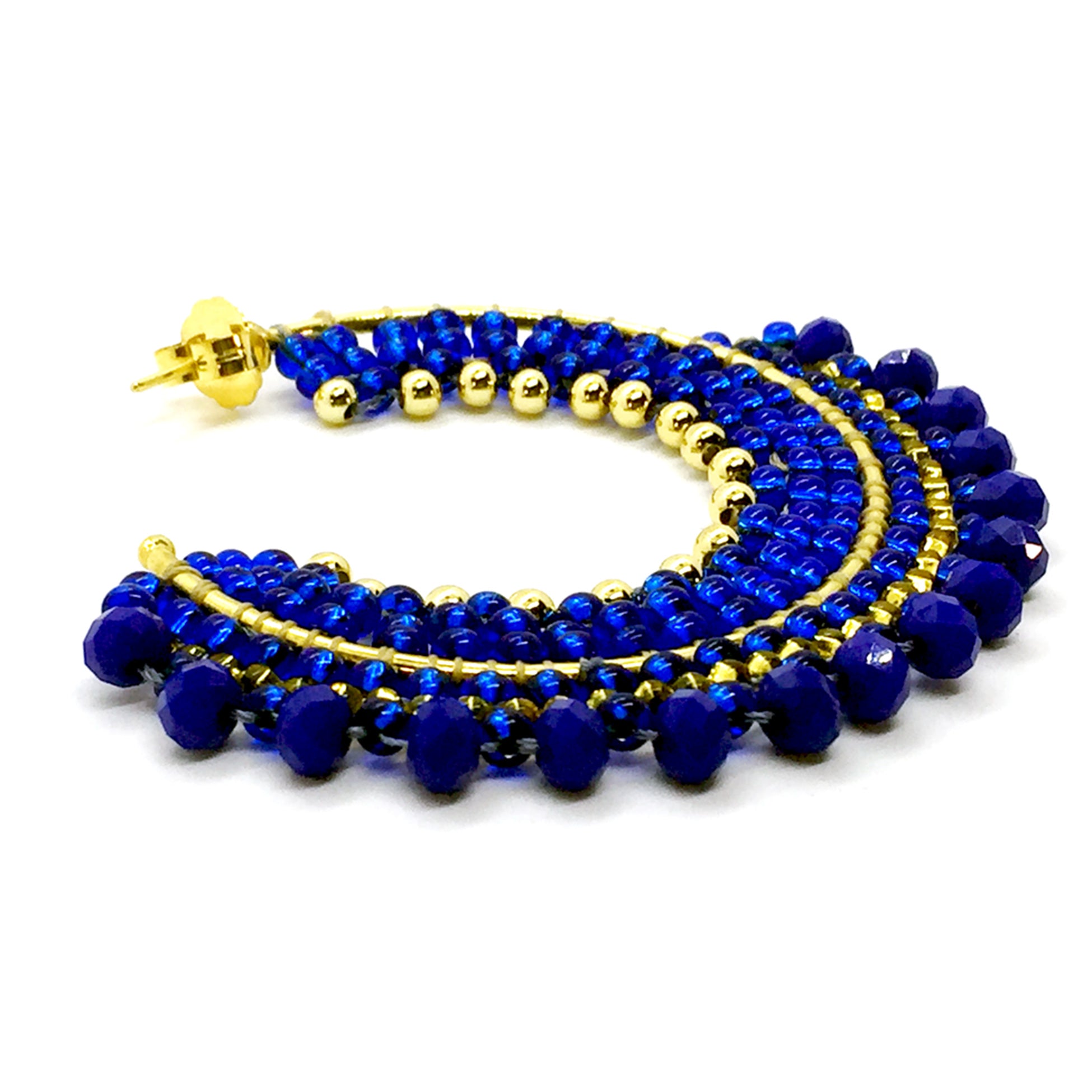Nando Medina Earrings: Metallic Blue Rondelle - Libia Collection