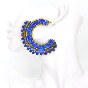 Nando Medina Earrings: Metallic Blue Rondelle - Libia Collection