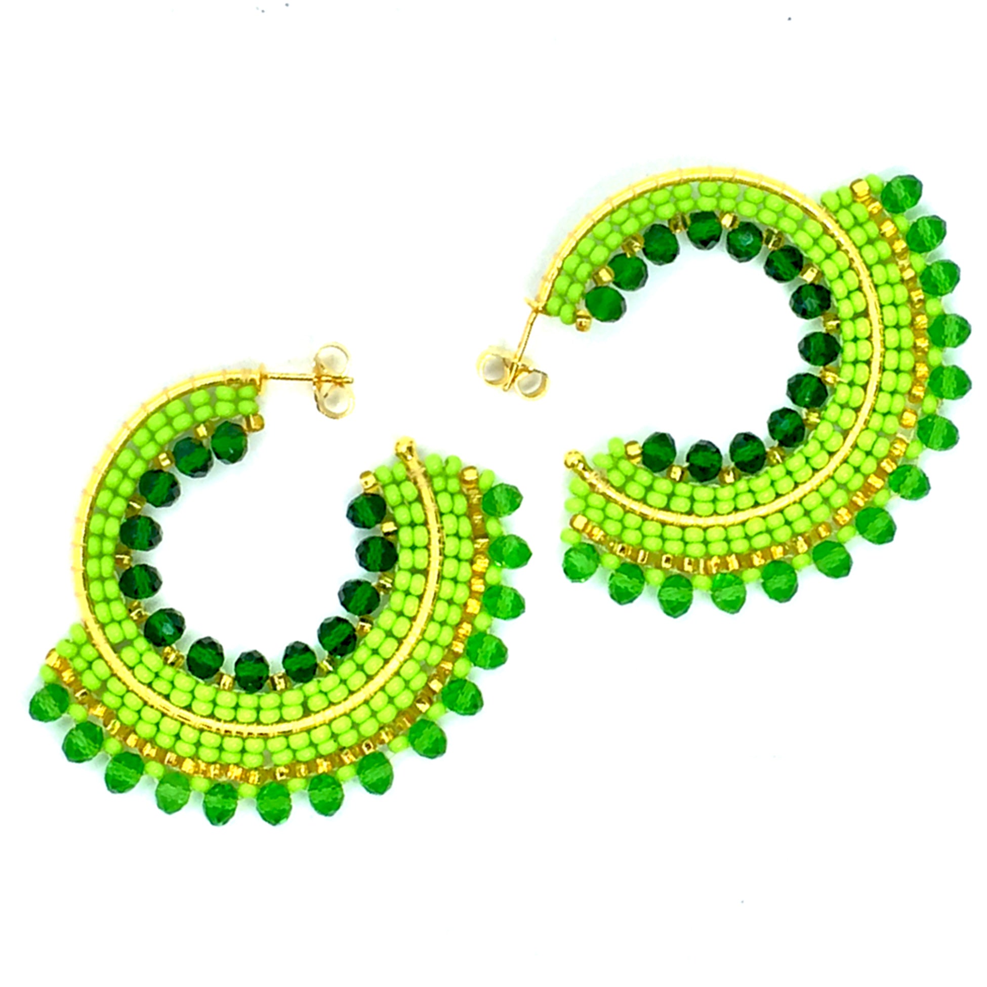 Nando Medina Earrings: Lime Green Rondelle - Libia Collection