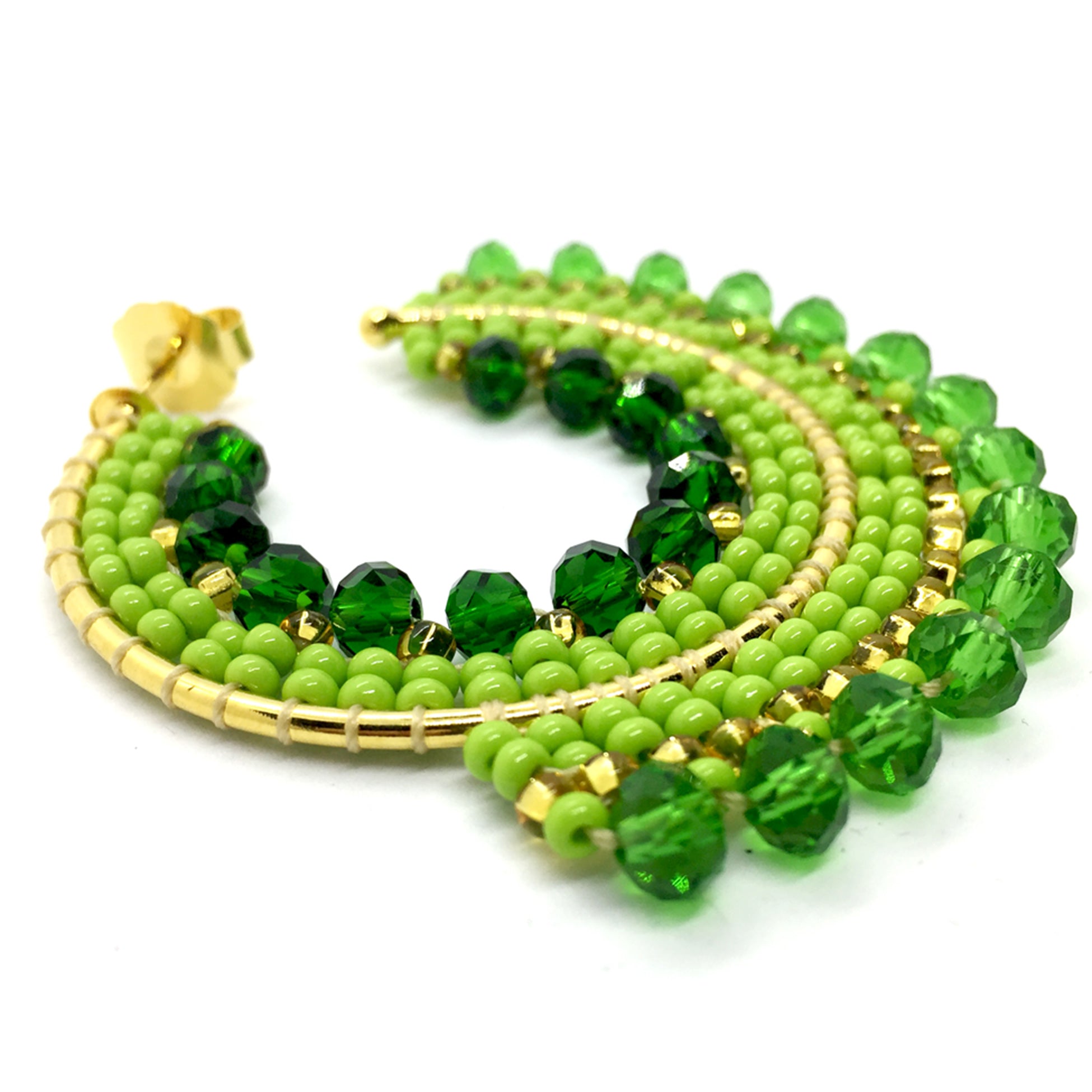 Nando Medina Earrings: Lime Green Rondelle - Libia Collection