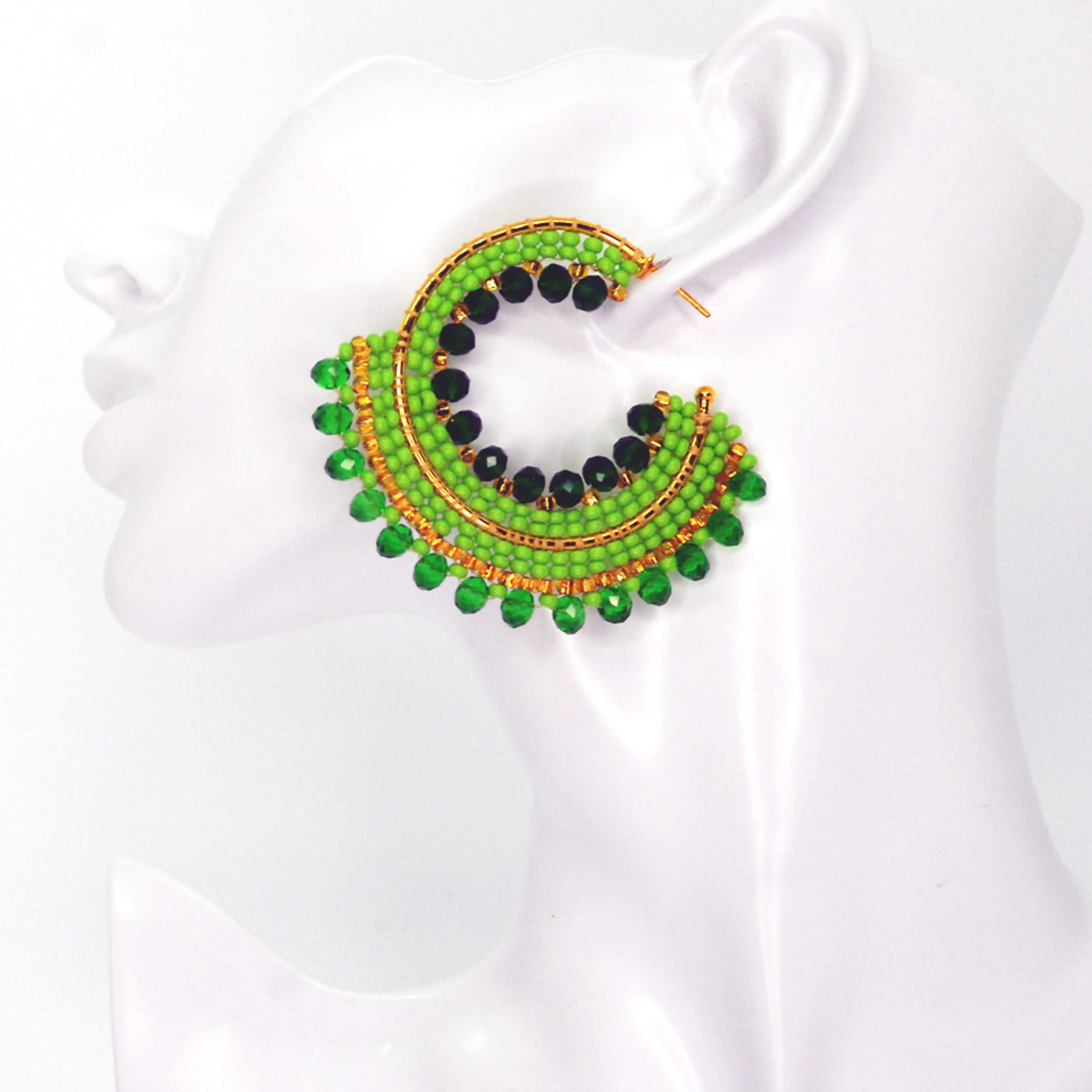 Nando Medina Earrings: Lime Green Rondelle - Libia Collection