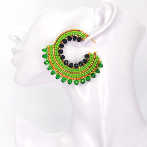 Nando Medina Earrings: Lime Green Rondelle - Libia Collection
