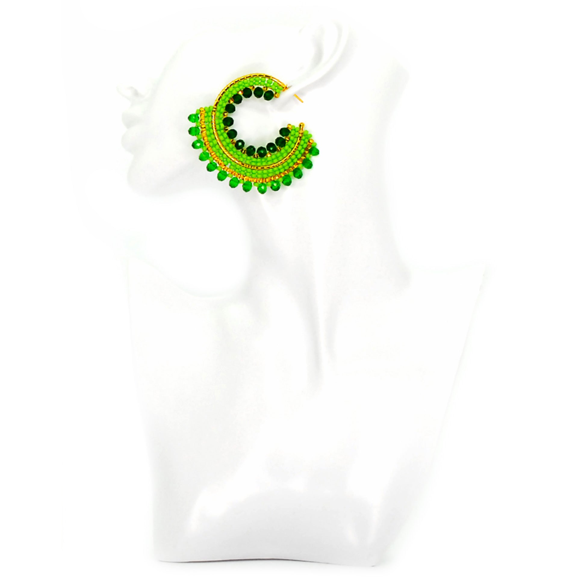 Nando Medina Earrings: Lime Green Rondelle - Libia Collection