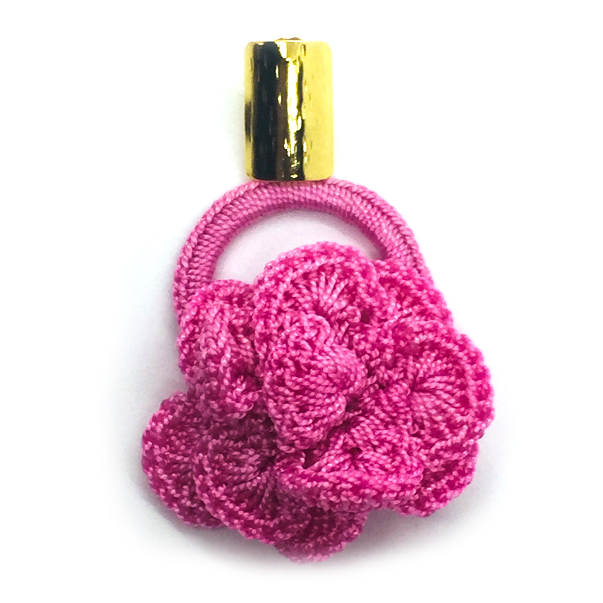 Nando Medina Earrings: Pink Crochet Rose - Libia Collection