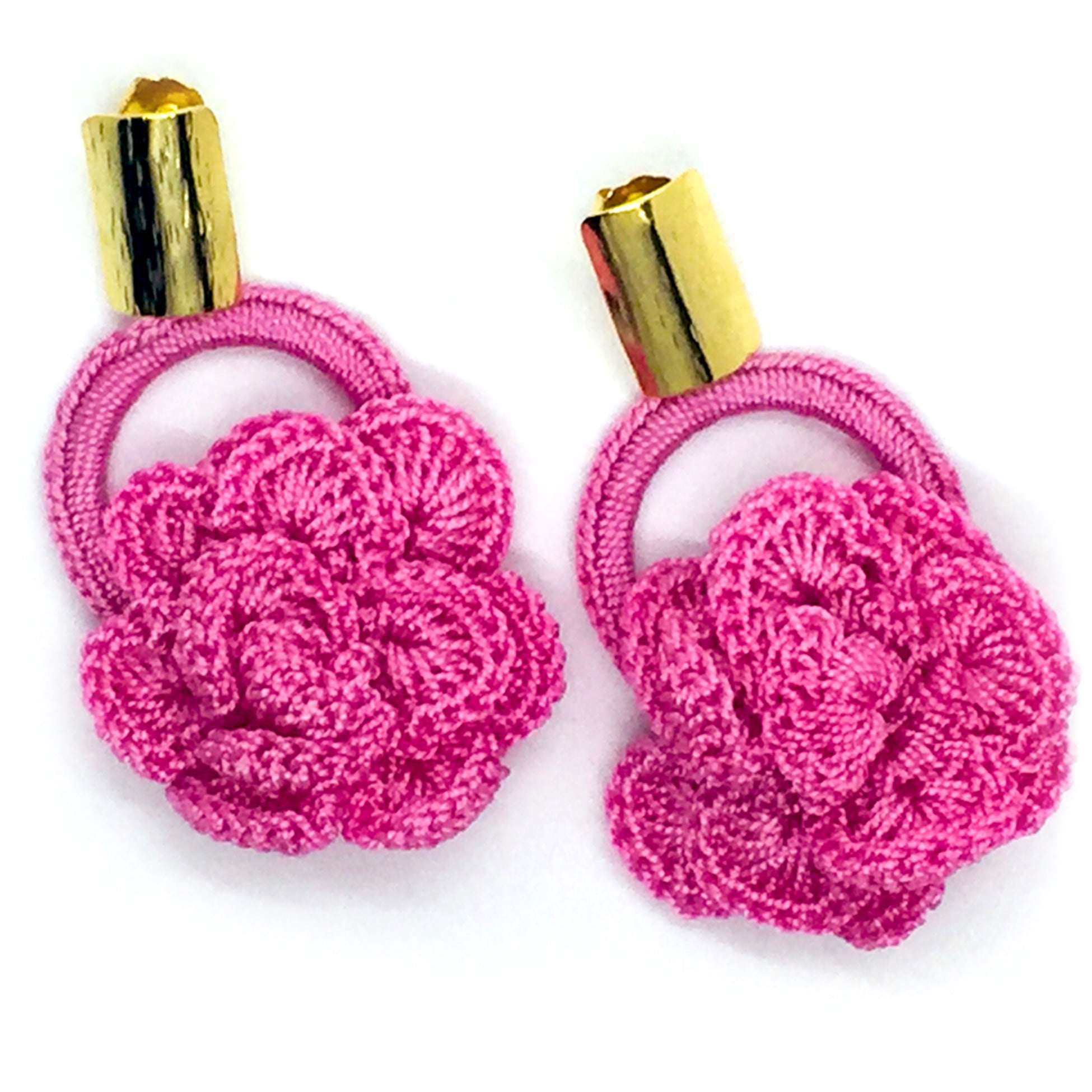 Nando Medina Earrings: Pink Crochet Rose - Libia Collection